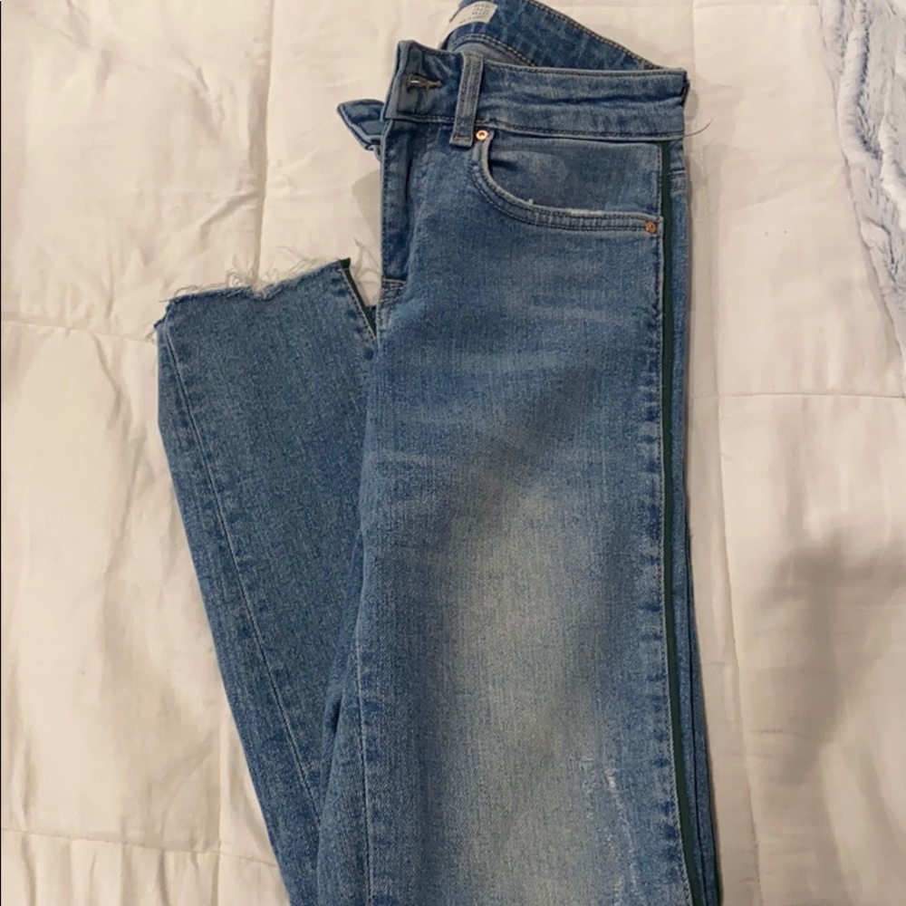Zara skinny jeans with green inseam